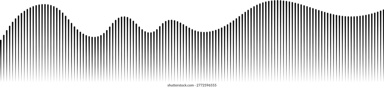Music abstract background. Equalizer for music. Sound wave line background, abstract equalizer with light glow effect, voice audio message, assistant, beat. Soundwave illustration. Vector