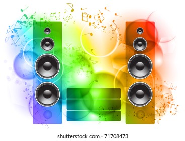 Music abstract background with speakers