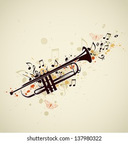 Music Abstract Background With Trumpet And Notes