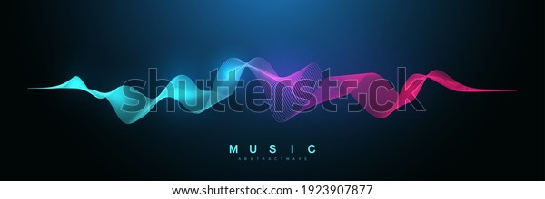 Music\
abstract background. Music wave poster design. Sound flyer with\
abstract gradient line waves, vector\
concept.