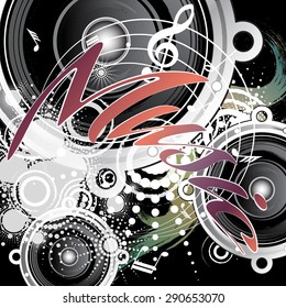 Music ,abstract composition on black, vector illustration