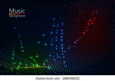 Fondo oscuro abstracto musical. Ecualizador para la música, mostrando ondas de sonido con ondas de música, concepto de vector de ecualizador de fondo musical. Ilustración del vector EPS10.