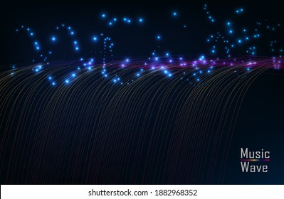 Music abstract dark background. Equalizer for music, showing sound waves with music waves, music background equalizer vector concept. Vector illustration EPS10.