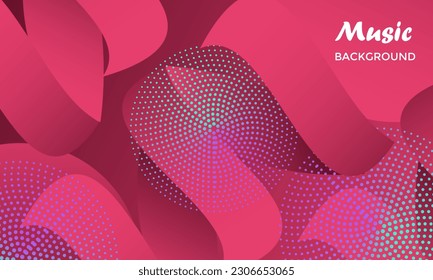 Music abstract halftone gradient pink 3d wave background