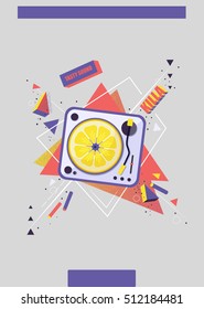 Music abstract Illustration. Vinyl and lemon.