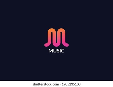 Music Abstract m letter initial modern logo design