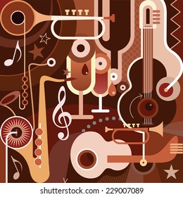 Music. Abstract vector illustration with musical instruments.