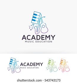 Music academy logo design. Band, Instrument, Music logo concept. Vector logo template