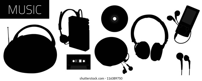 Music accessories silhouette