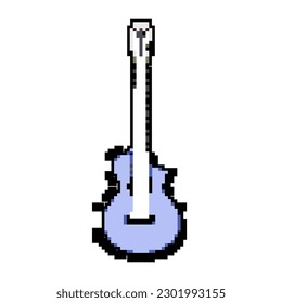 music acoustic guitar game pixel art retro vector. bit instrument musician, rock classic music acoustic guitar. old vintage illustration