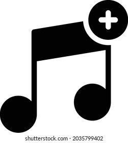 icono plano de glifo vectorial de adición de música
