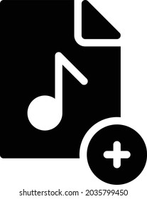 icono plano de glifo vectorial de adición de música