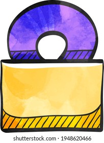 Music album icon in color drawing. Music release discography musician artist