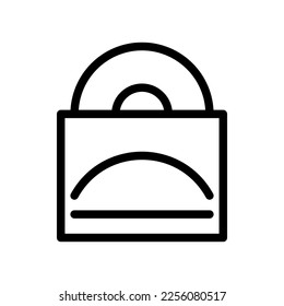 Music album icon line isolated on white background. Black flat thin icon on modern outline style. Linear symbol and editable stroke. Simple and pixel perfect stroke vector illustration