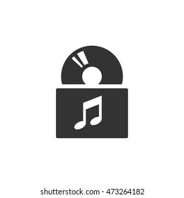 Music album icon in single grey color. Music release discography musician artist