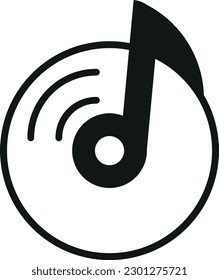 Music album and music symbol line icon vector illustration. Listen to music. Vinyl record with music symbol.