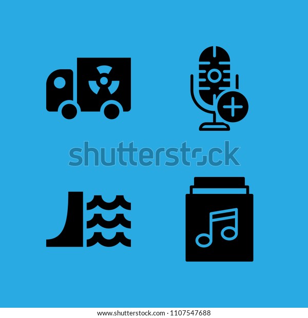 music album,
transportation, dam and microphone icons vector in sample icon set
for web and graphic
design