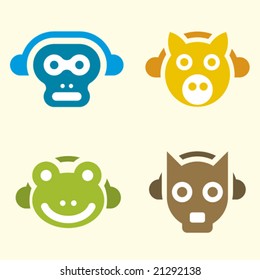 music animals (vector): simple form and concept.