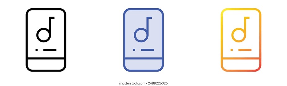music app icon. Linear, Blue Fill and Gradient Style Design Isolated On White Background