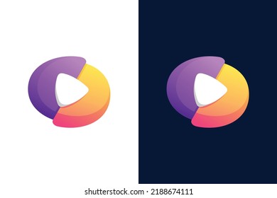 Music app logo design with play button concept