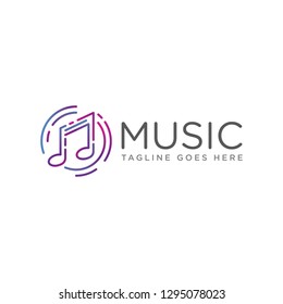 music app note audio logo icon vector template