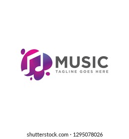 music app note audio logo icon vector template