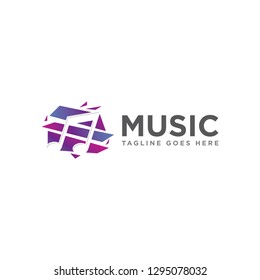 music app note audio logo icon vector template