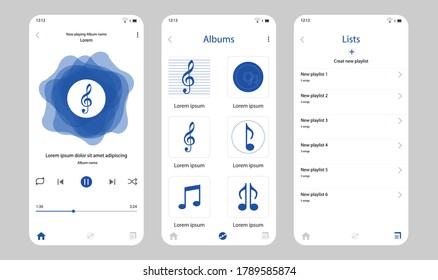 music app ui kit template for mobile application user interface design