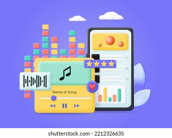 Music app web service advertisement vector banner