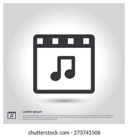 Music Application Icon, pictogram icon on gray background. Vector illustration for web site, mobile application. Simple flat metro design style. Outline Icon. Flat design style