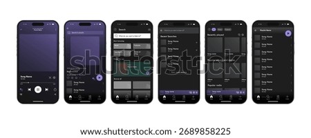 Music Application Modern UI, Blank Template. Streaming Platform User Interface Mockup. Vector illustration