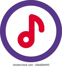 Aplicación musical con nota musical en círculo