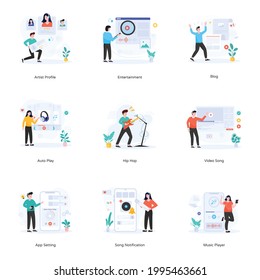 Music Applications Flat Illustration Vectors 