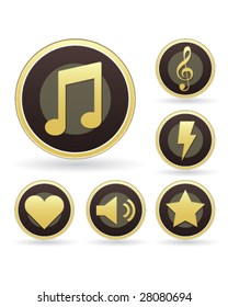 Music appreciation icons on vector button set