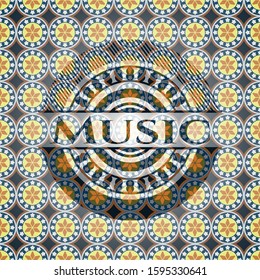 Music arabesque badge. arabic decoration.