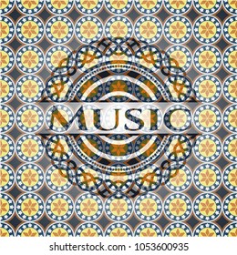 Music arabesque style emblem. arabic decoration.
