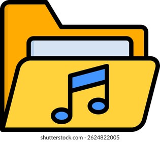 Ícone de arquivo de música Ilustração do vetor de cores linear