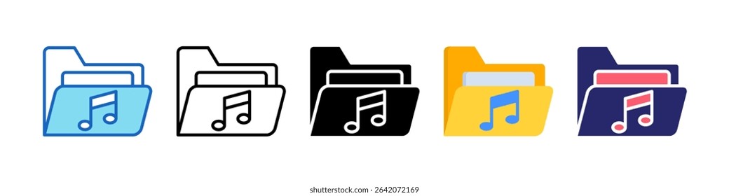 Music Archive Multiple Style Icon Set Collection.