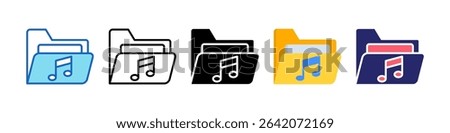 Music Archive Multiple Style Icon Set Collection.