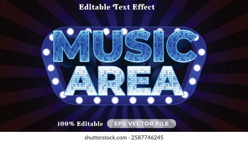 music area editable text effect modern color shiny. glow Text style effect