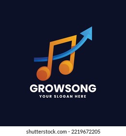 Diseño de iconos para el logotipo gradiente de flecha musical