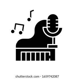 Music art black icon, concept illustration, vector flat symbol, glyph sign.