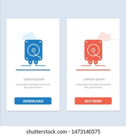 Music, Audio, Computing, Play  Blue and Red Download and Buy Now web Widget Card Template