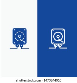 Music, Audio, Computing, Play Line and Glyph Solid icon Blue banner