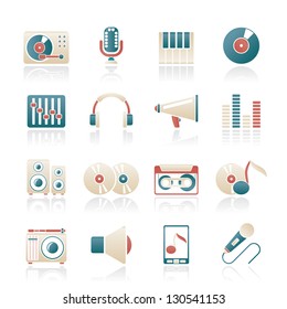 Music and audio equipment icons - vector icon set