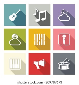 Music - audio flat icon set