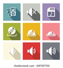 Music - audio flat icon set