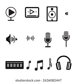 Music and Audio Icons: A Collection of Playback and Recording Symbols