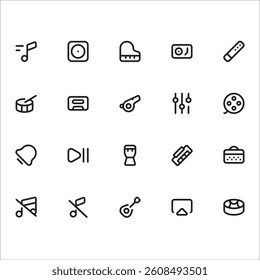 Music Audio Icons with line style, perfect for user interface projects