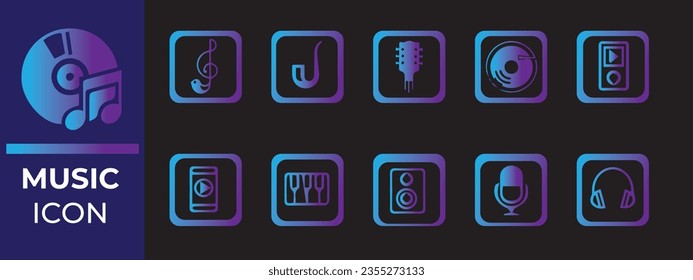 Music Audio Icons Pack. Thin line icons set. Flat icon collection set. Simple vector icons with editable stroke Music Instruments collections
